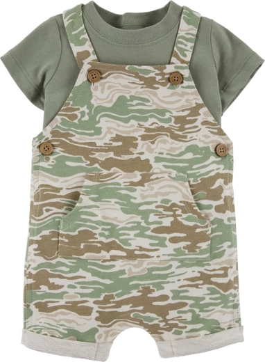 Carter's tweedelige set voor jongens – T‑shirt met korte mouwen en tuinbroekshort Green Camo (3 maanden)
