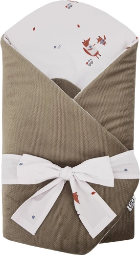 Eco katoenen wikkeldeken met velvet en uitneembare kokos-inleg Fox 75 × 75 cm