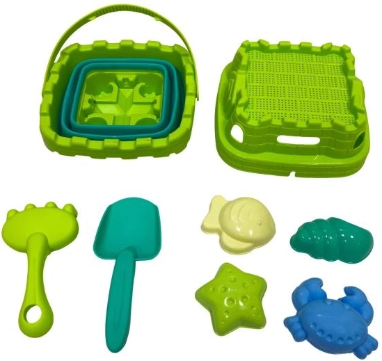 Plejo inklapbare emmer met schep en zandvormpjes