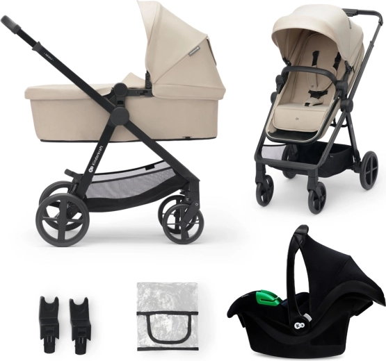 Kinderkraft Newly 3-in-1 kinderwagen Sand Beige + autostoeltje Mink Pro i-Size