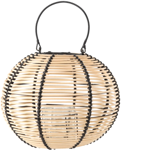 Houten lantaarn 35 × 27 cm in naturelzwarte kleur