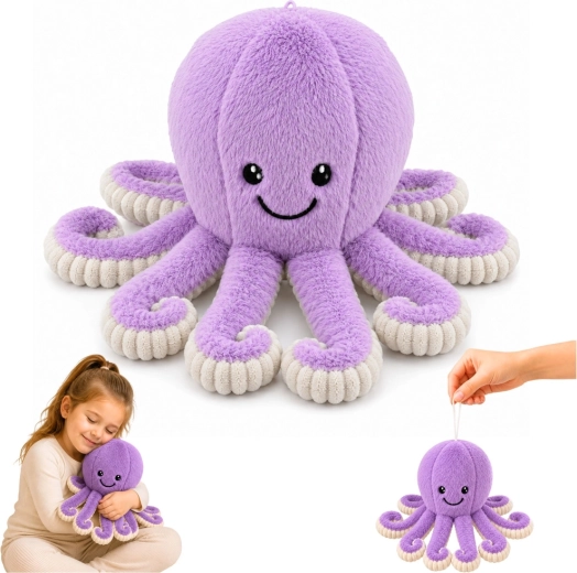 Pluchen octopus met elastische tentakels paars 30 cm