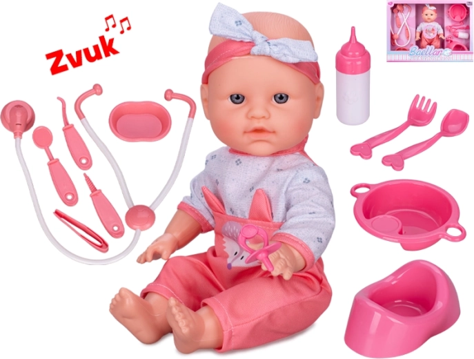 Interactieve babypop 30 cm met hard lichaam, plast en met geluiden