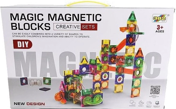 Magnetische knutselset met knikkerbaan, 160 onderdelen