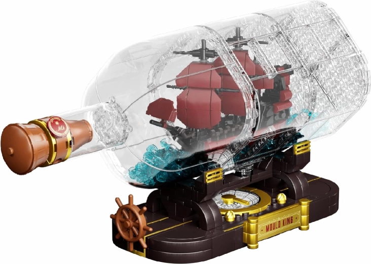 Bouwset piratenschip in fles rood 885 stukjes
