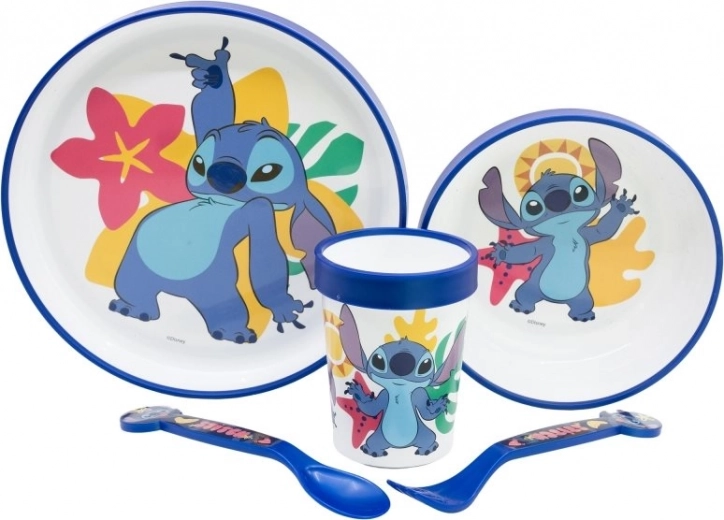 5-delige kinderserviesset met Stitch-motief