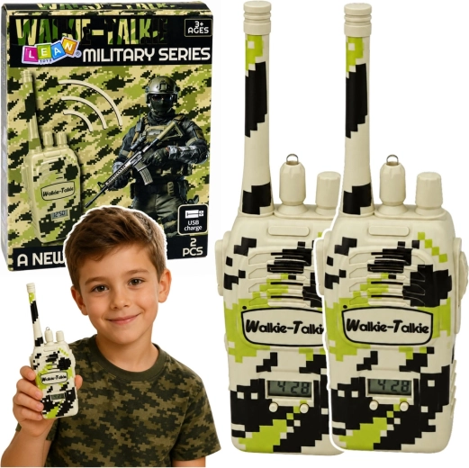 Kinder-militaire Walkie‑Talkies met USB-opladen en bereik tot 200 m (2 stuks)