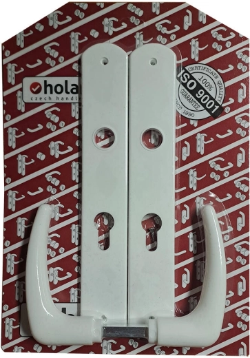 Deurklink Klassiek met XXL schild 72 mm, wit kunststof