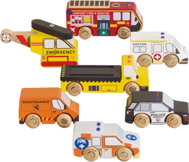 Le Toy Van houten set reddingsvoertuigen met helikopter