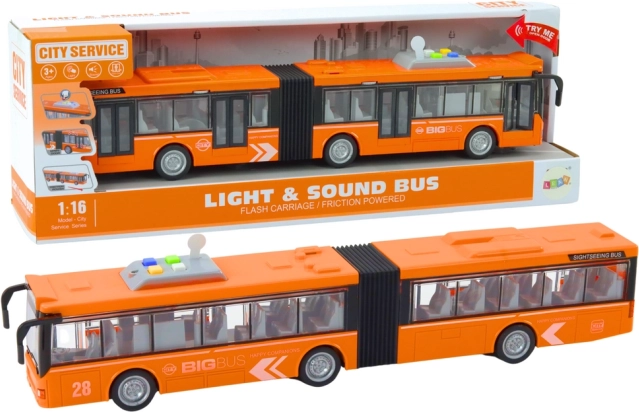 Gelede stadsbus 1:16 met licht en geluid, oranje