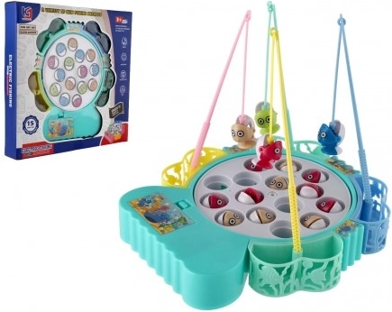 Spel vissen/vissers magnetisch plastic + hengel 4 stuks op batterijen in doos 27x26x4 cm