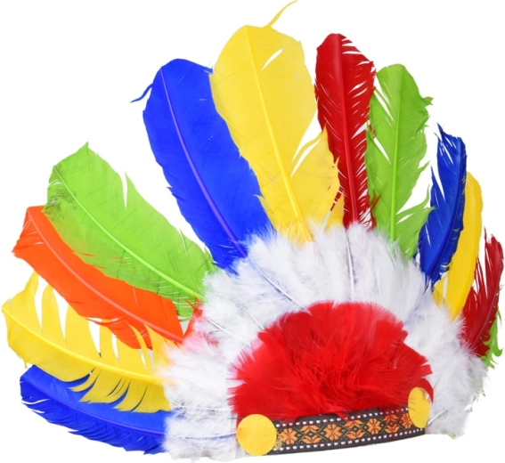 Kleurrijke kinderhoofdband met veren (veer) - 1 stuk