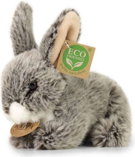 Pluchen konijn donkergrijs liggend 17 cm ECO friendly