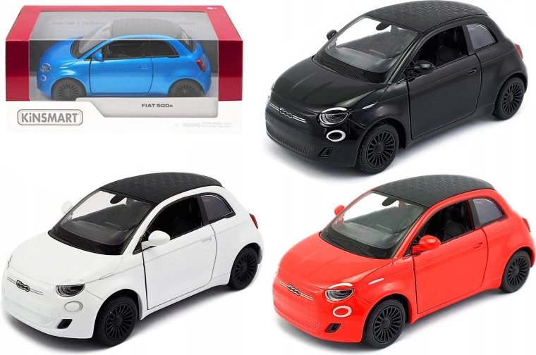 Kinsmart Fiat 500e metalen model 1:28 met opwindmotor