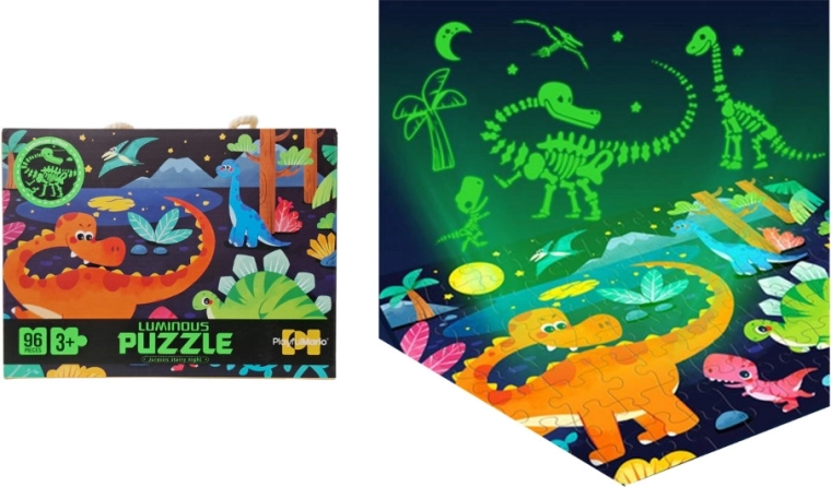 Lichtgevend puzzel in het donker – dinosaurussen, 96 stukjes