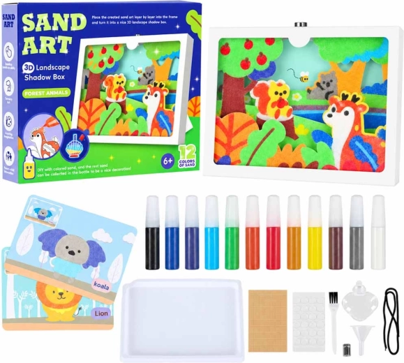 Set voor 3D-zandschilderen met bosdieren en LED-verlichting