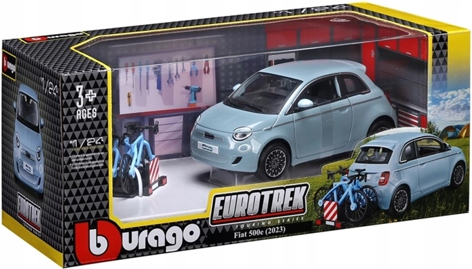 BBU Eurotrek Fiat 500E Touring blauw 1:24