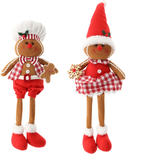 Pluchen kerstdecoratie peperkoekfiguurtje 67 cm
