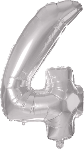 Folieballon cijfer 4 30 cm zilver TORO