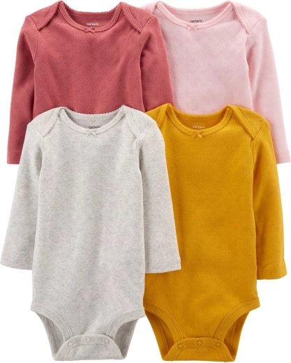 Carter's meisjesromper met lange mouwen multicolor, 4 stuks, maat 56 (NB)
