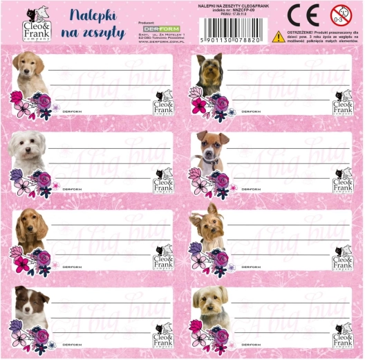 Derform vel stickers voor schriften honden 8 stuks - 1 stuk