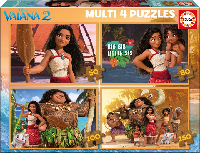 EDUCA Puzzel Vaiana 2, 4-in-1 (50, 80, 100, 150 stukjes)