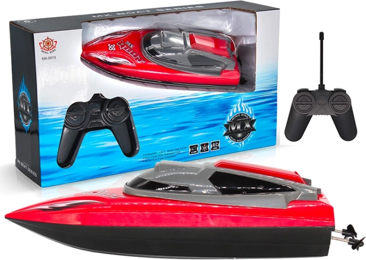 R/C-boot rood met 4-kanaals bediening