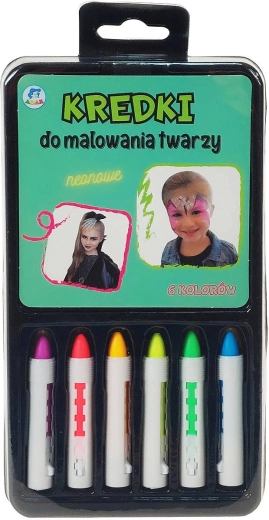 Neon gezichtskrijtjes voor kinderen, set van 6 kleuren