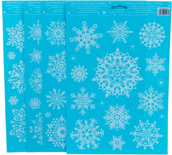 Decoratieve raamfolie met sneeuwvlokken en glitter 20 × 30 cm (4 varianten)