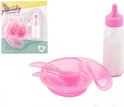 Poppen set met flesje en servies