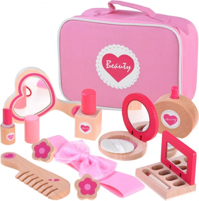 Kinder make-upkoffertje met houten accessoires
