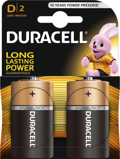 Duracell Alkaline Batterijen D 1,5 V, 2 stuks
