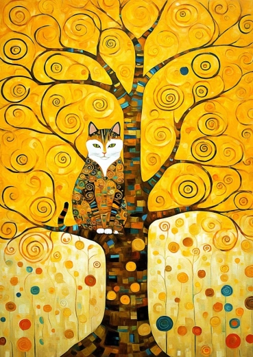 Enjoy Puzzle Kat van Gustav Klimt in de levensboom 1000 stukjes