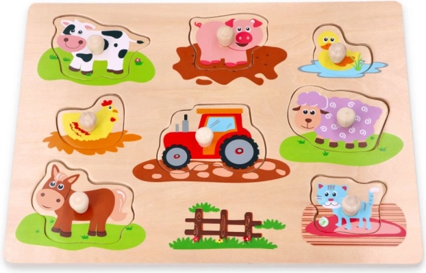 Puzzel met knopjes Vrienden van de boerderij en tractor