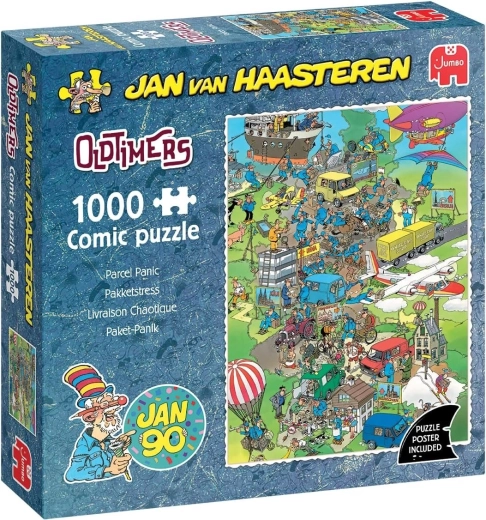 Jumbo puzzel Jan van Haasteren Oldtimers: chaos rond het pakket – 1000 stukjes