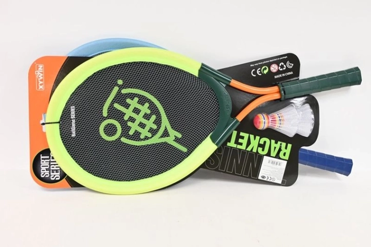Set grote badmintonrackets met 2 shuttlecocks