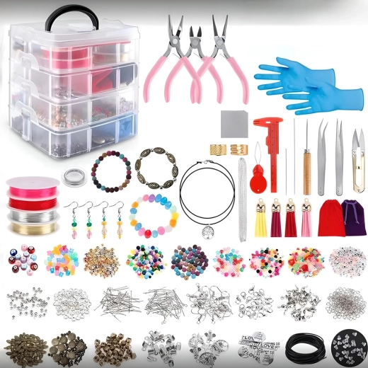 Mega set voor het maken van sieraden met koffertje (2062 onderdelen)