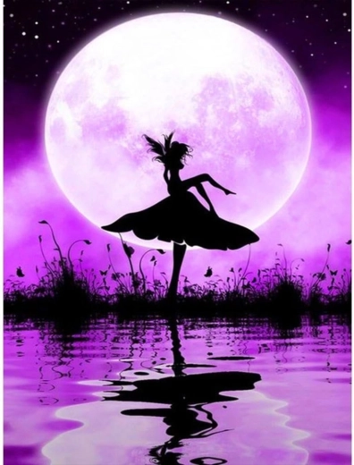 Diamantschilderen Ballerina bij de vijver 30 × 40 cm