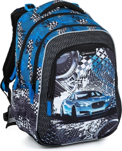 Bagmaster Lumi 23 D schoolrugzak blauwe auto