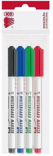 Set whiteboardmarkers, fijne punt, 4 kleuren