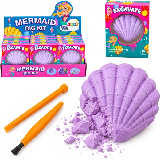 Archeologische set met zeemeermin in een schelp - 1 stuk