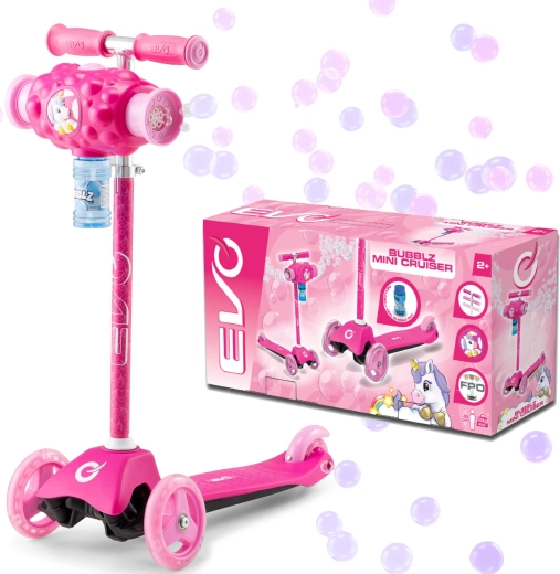 EVO Bubblz Mini Cruiser kinderstep met drie wielen en bellenblaas, roze