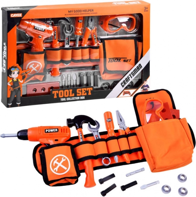 Kinderklusset voor de kleine klusser met riem en gereedschap