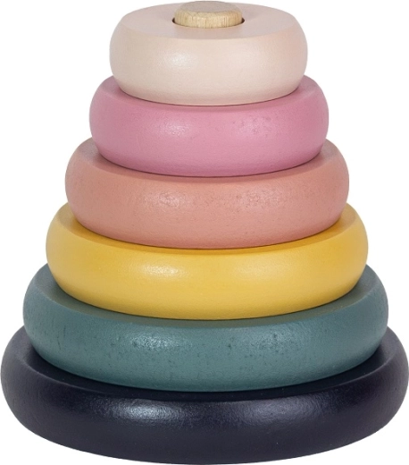 Petite&Mars houten stapelpiramide Orbit Wood of Mars Aurora Pink