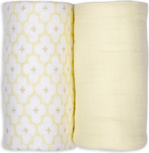 Lodger swaddler van biologisch katoen matcha/butter, 2 stuks, 110 × 110 cm