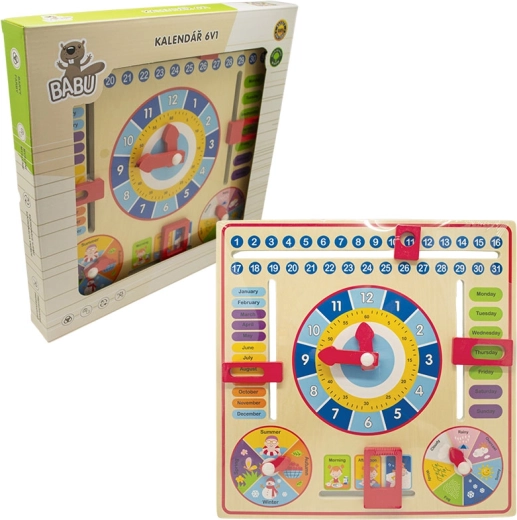 Babu houten educatieve kalender 6-in-1