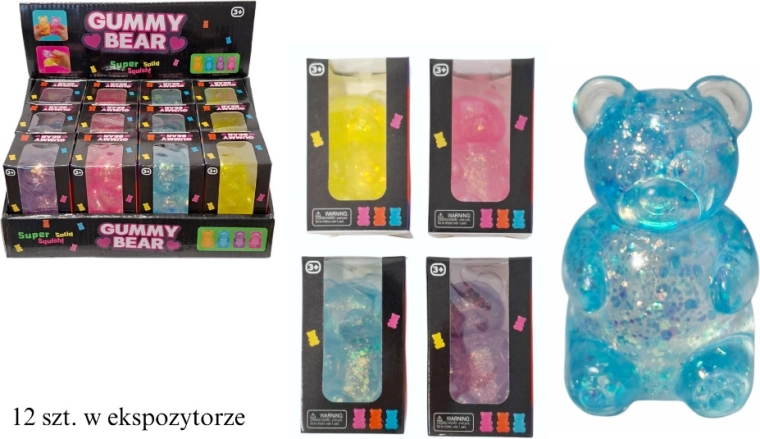 Antistress knijpbeertje Gummy Bear met glitters - 1 stuk