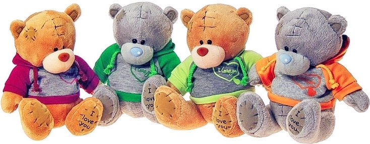 pluchen teddybeer in gekleurde hoodie 20 cm