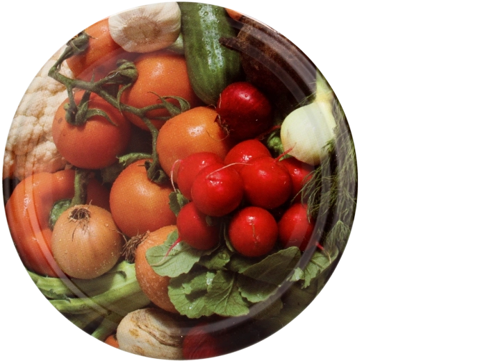 Set inmaakdeksels 66 mm met groentemotief