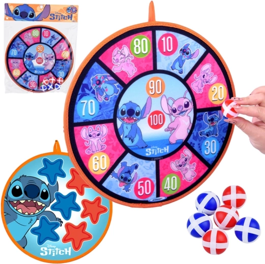 Dubbelzijdig klittenband-dartsbord STITCH 36 cm + 6 ballen 4 cm